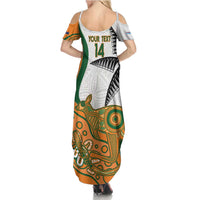 Custom Fiji And Australia Rugby Family Matching Summer Maxi Dress and Hawaiian Shirt Fijian Palm Tree Mix Aussie Kangaroo LT14 - Polynesian Pride