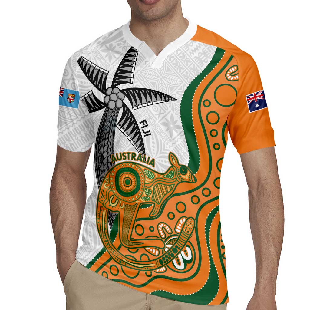 Custom Fiji And Australia Rugby Rugby Jersey Fijian Palm Tree Mix Aussie Kangaroo