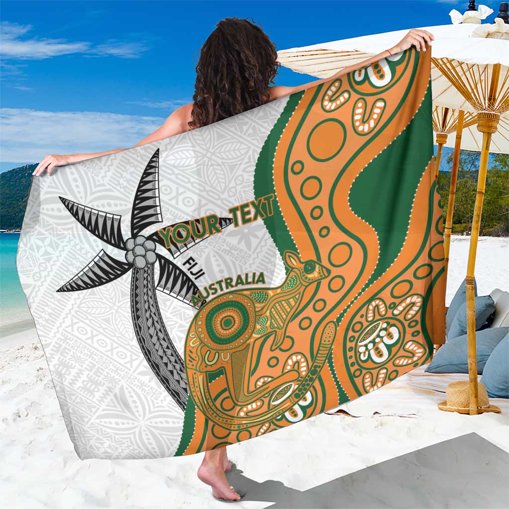 Custom Fiji And Australia Rugby Sarong Fijian Palm Tree Mix Aussie Kangaroo LT14 One Size 44 x 66 inches Gold - Polynesian Pride