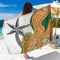 Custom Fiji And Australia Rugby Sarong Fijian Palm Tree Mix Aussie Kangaroo LT14 One Size 44 x 66 inches Gold - Polynesian Pride