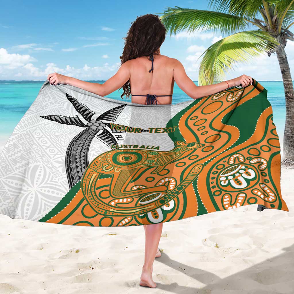 Custom Fiji And Australia Rugby Sarong Fijian Palm Tree Mix Aussie Kangaroo LT14 - Polynesian Pride