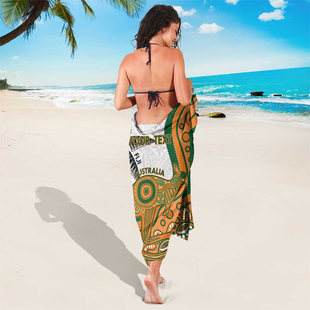 Custom Fiji And Australia Rugby Sarong Fijian Palm Tree Mix Aussie Kangaroo LT14 - Polynesian Pride