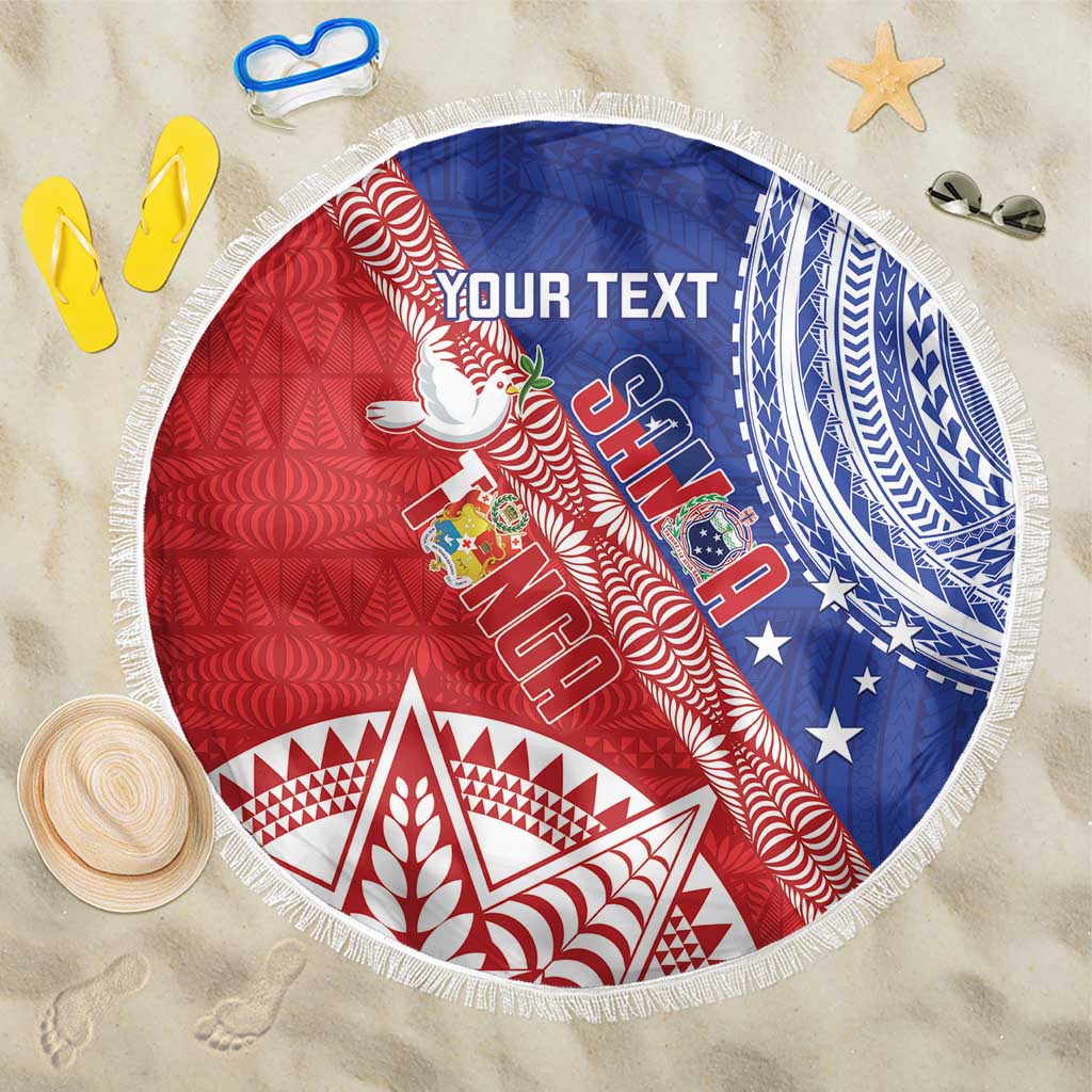 Tonga and Samoa Rugby Custom Beach Blanket Ikale Tahi Manu Samoa Together - Polynesian Pride