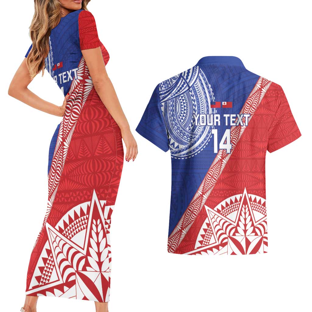Tonga and Samoa Rugby Custom Couples Matching Short Sleeve Bodycon Dress and Hawaiian Shirt Ikale Tahi Manu Samoa Together - Polynesian Pride