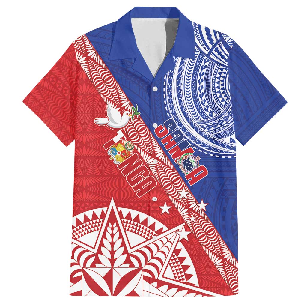 Tonga and Samoa Rugby Custom Family Matching Off Shoulder Maxi Dress and Hawaiian Shirt Ikale Tahi Manu Samoa Together - Polynesian Pride