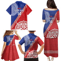 Tonga and Samoa Rugby Custom Family Matching Puletasi and Hawaiian Shirt Ikale Tahi Manu Samoa Together - Polynesian Pride