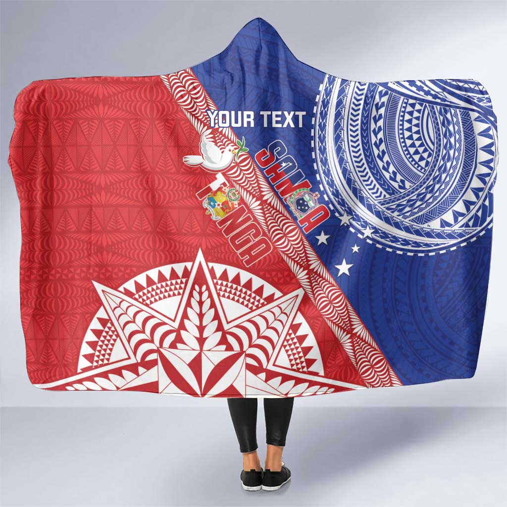 Tonga and Samoa Rugby Custom Hooded Blanket Ikale Tahi Manu Samoa Together - Polynesian Pride