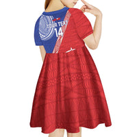 Tonga and Samoa Rugby Custom Kid Short Sleeve Dress Ikale Tahi Manu Samoa Together - Polynesian Pride