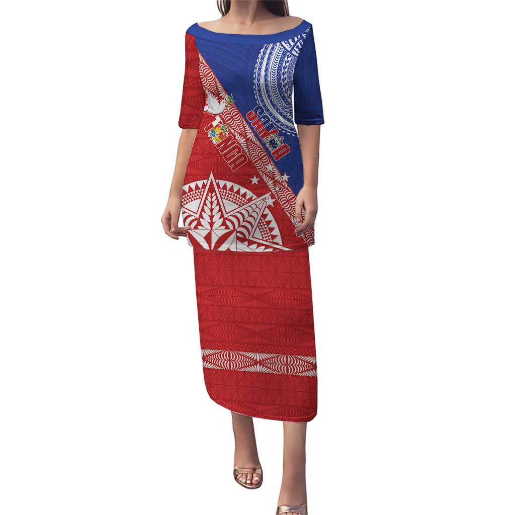 Tonga and Samoa Rugby Custom Puletasi Ikale Tahi Manu Samoa Together - Polynesian Pride