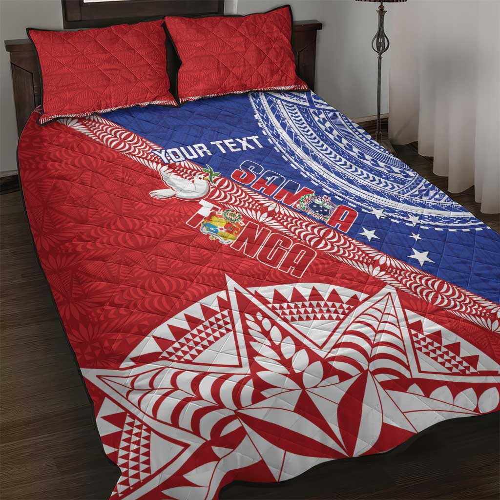 Tonga and Samoa Rugby Custom Quilt Bed Set Ikale Tahi Manu Samoa Together - Polynesian Pride