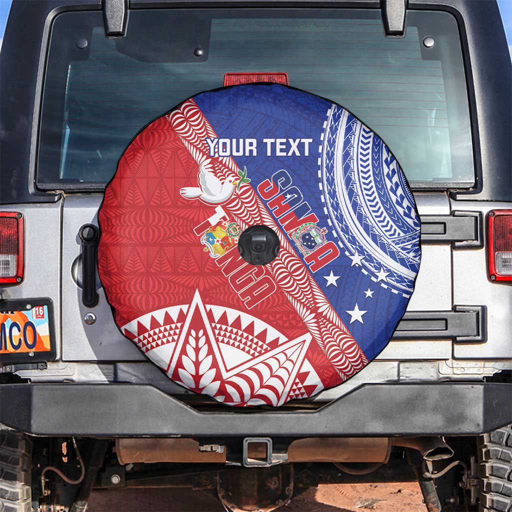 Tonga and Samoa Rugby Custom Spare Tire Cover Ikale Tahi Manu Samoa Together - Polynesian Pride
