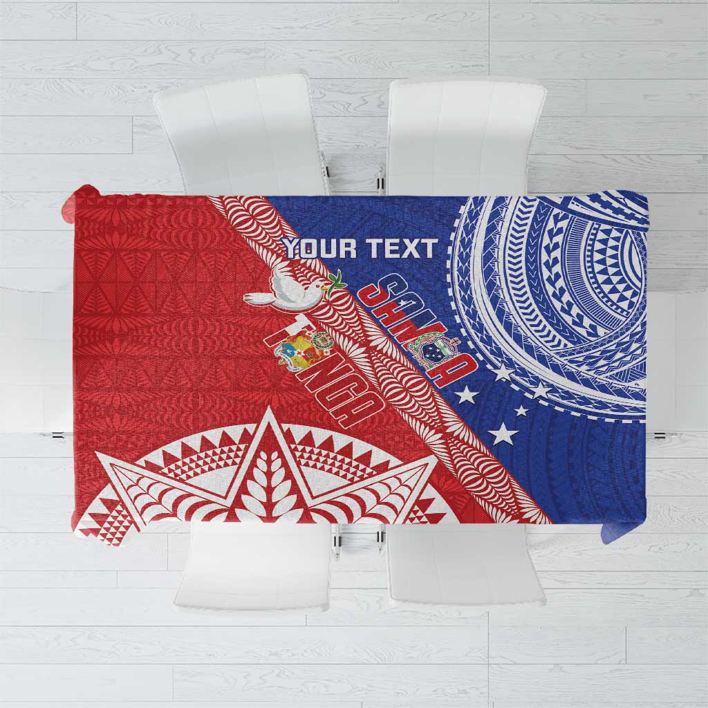 Tonga and Samoa Rugby Custom Tablecloth Ikale Tahi Manu Samoa Together - Polynesian Pride