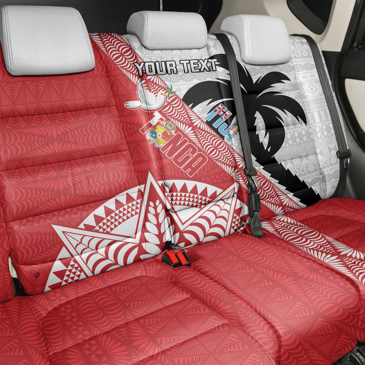 Fiji and Tonga Rugby Custom Back Car Seat Cover Flying Fijians Ikale Tahi Together Pacific - Polynesian Pride