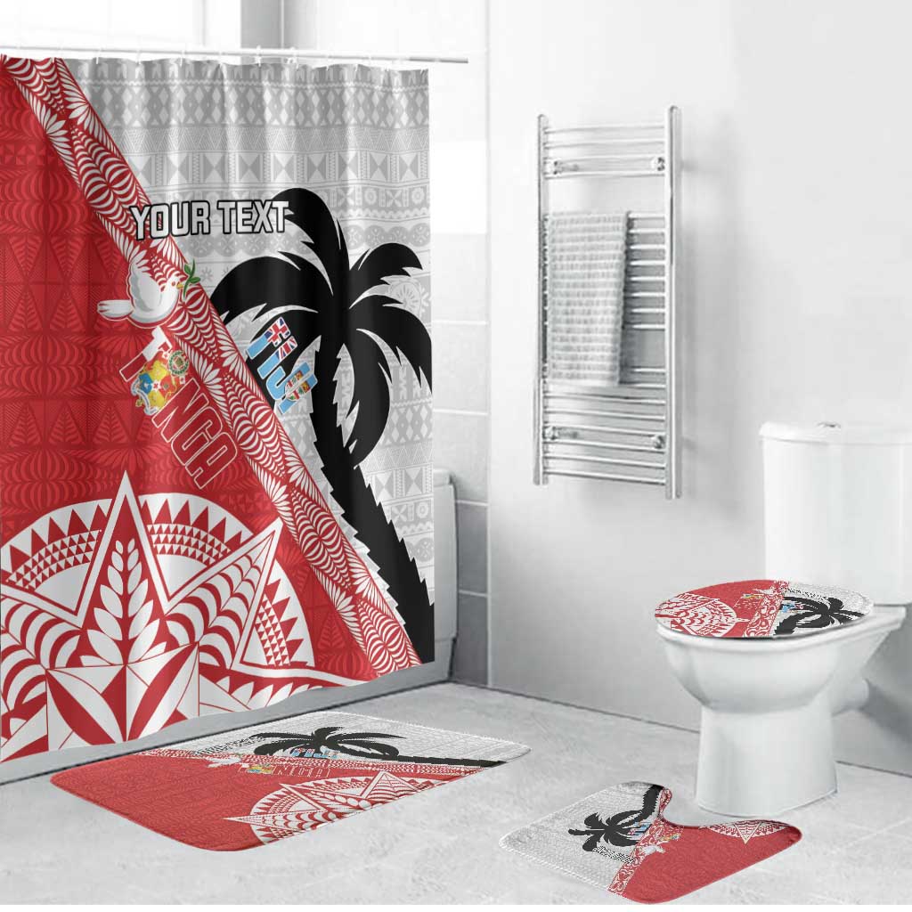 Fiji and Tonga Rugby Custom Bathroom Set Flying Fijians Ikale Tahi Together Pacific LT14 Bathroom Set (4 pcs) Red - Polynesian Pride