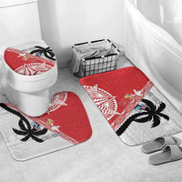 Fiji and Tonga Rugby Custom Bathroom Set Flying Fijians Ikale Tahi Together Pacific LT14 Mat Set Only (3 pcs) One Size Red - Polynesian Pride