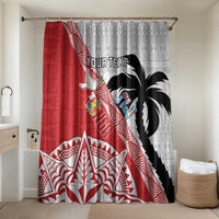 Fiji and Tonga Rugby Custom Bathroom Set Flying Fijians Ikale Tahi Together Pacific LT14 Shower Curtain Only Red - Polynesian Pride