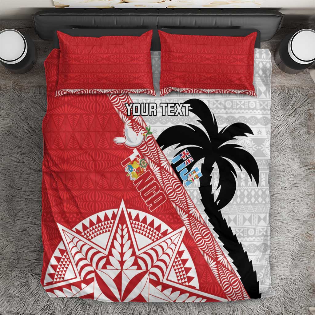 Fiji and Tonga Rugby Custom Bedding Set Flying Fijians Ikale Tahi Together Pacific - Polynesian Pride