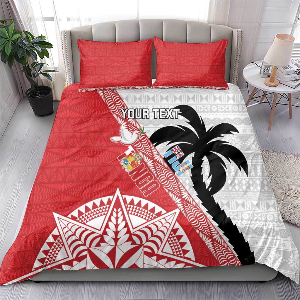 Fiji and Tonga Rugby Custom Bedding Set Flying Fijians Ikale Tahi Together Pacific - Polynesian Pride