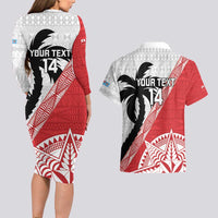 Fiji and Tonga Rugby Custom Couples Matching Long Sleeve Bodycon Dress and Hawaiian Shirt Flying Fijians Ikale Tahi Together Pacific LT14 - Polynesian Pride