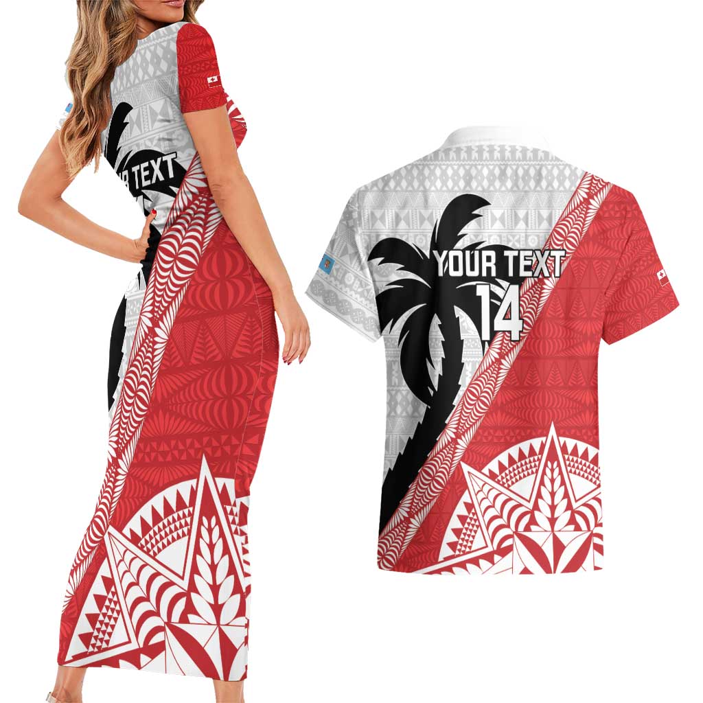Fiji and Tonga Rugby Custom Couples Matching Short Sleeve Bodycon Dress and Hawaiian Shirt Flying Fijians Ikale Tahi Together Pacific LT14 - Polynesian Pride