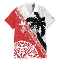 Fiji and Tonga Rugby Custom Family Matching Mermaid Dress and Hawaiian Shirt Flying Fijians Ikale Tahi Together Pacific LT14 Dad's Shirt - Short Sleeve Red - Polynesian Pride