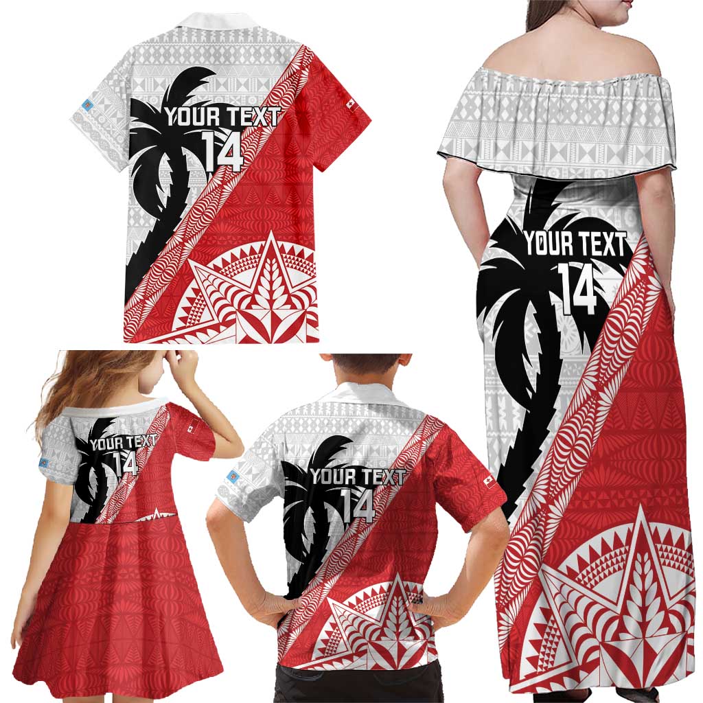 Fiji and Tonga Rugby Custom Family Matching Off Shoulder Maxi Dress and Hawaiian Shirt Flying Fijians Ikale Tahi Together Pacific LT14 - Polynesian Pride