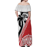 Fiji and Tonga Rugby Custom Family Matching Off Shoulder Maxi Dress and Hawaiian Shirt Flying Fijians Ikale Tahi Together Pacific LT14 - Polynesian Pride