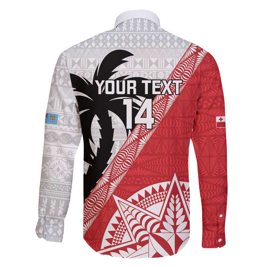 Fiji and Tonga Rugby Custom Family Matching Off Shoulder Short Dress and Hawaiian Shirt Flying Fijians Ikale Tahi Together Pacific LT14 - Polynesian Pride