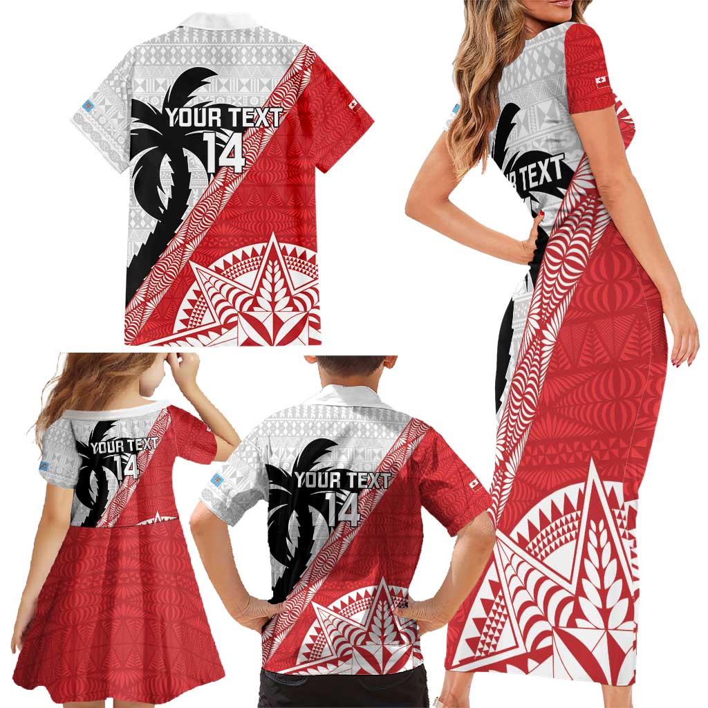 Fiji and Tonga Rugby Custom Family Matching Short Sleeve Bodycon Dress and Hawaiian Shirt Flying Fijians Ikale Tahi Together Pacific LT14 - Polynesian Pride