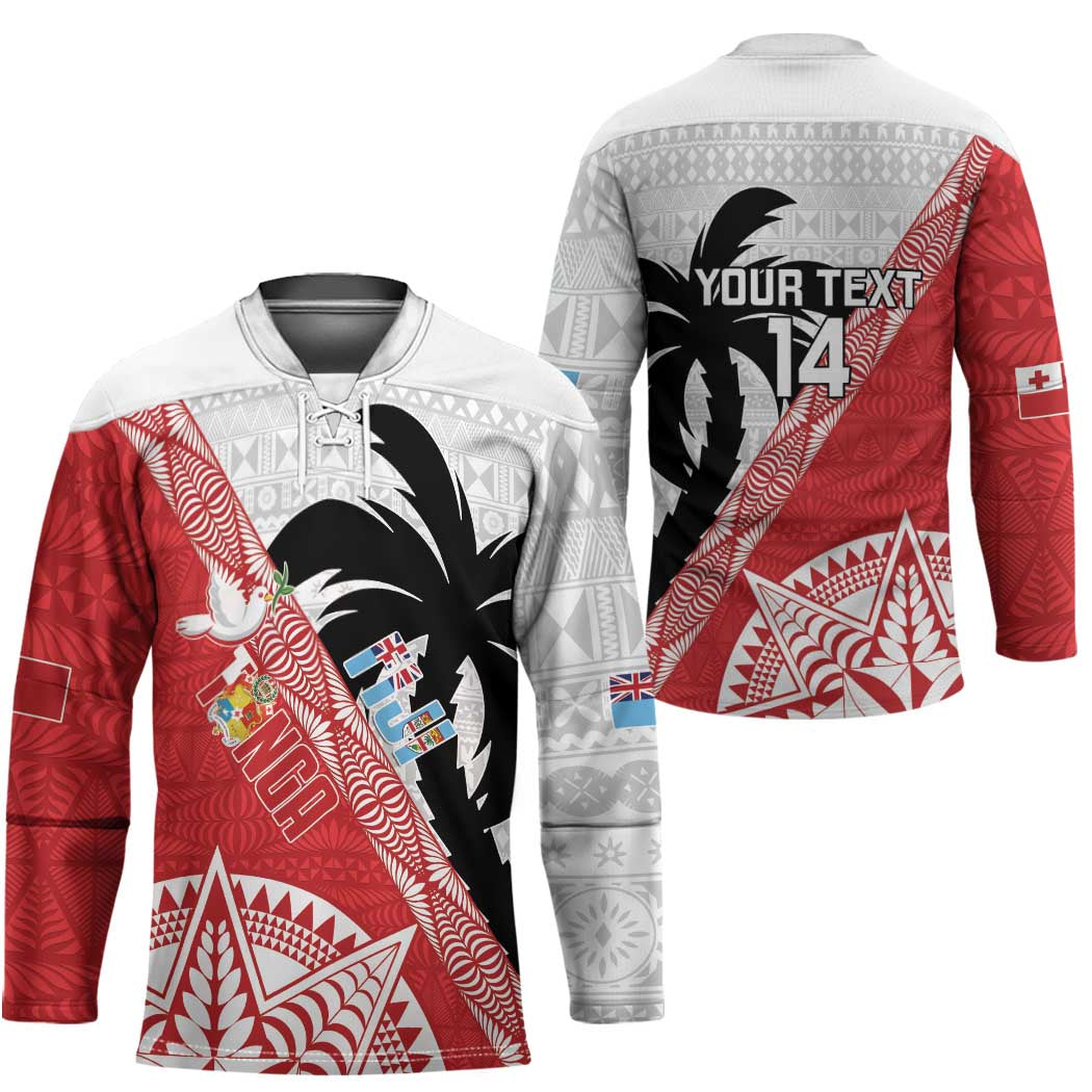 Fiji and Tonga Rugby Custom Hockey Jersey Flying Fijians Ikale Tahi Together Pacific - Polynesian Pride