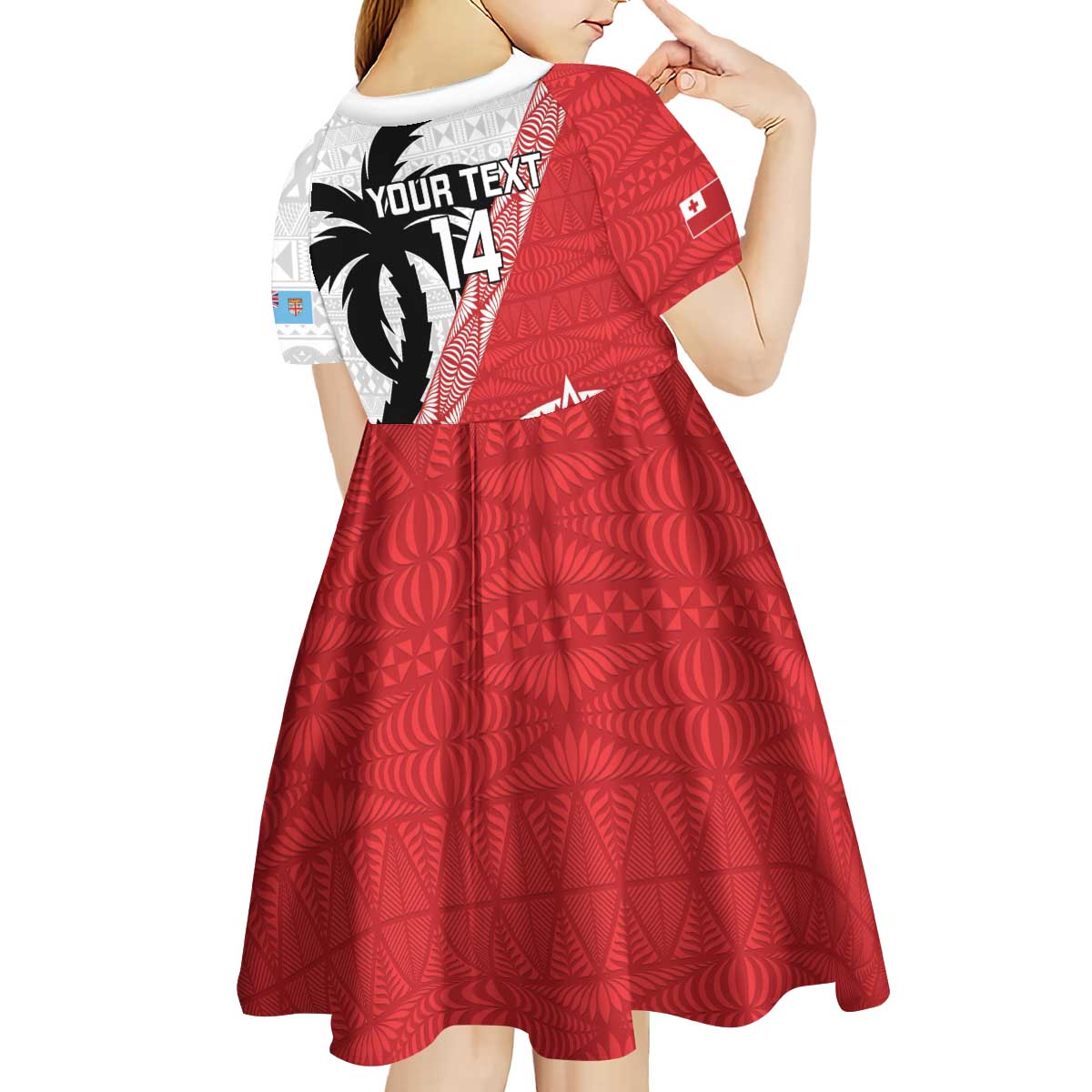 Fiji and Tonga Rugby Custom Kid Short Sleeve Dress Flying Fijians Ikale Tahi Together Pacific - Polynesian Pride