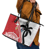 Fiji and Tonga Rugby Custom Leather Tote Bag Flying Fijians Ikale Tahi Together Pacific LT14 - Polynesian Pride