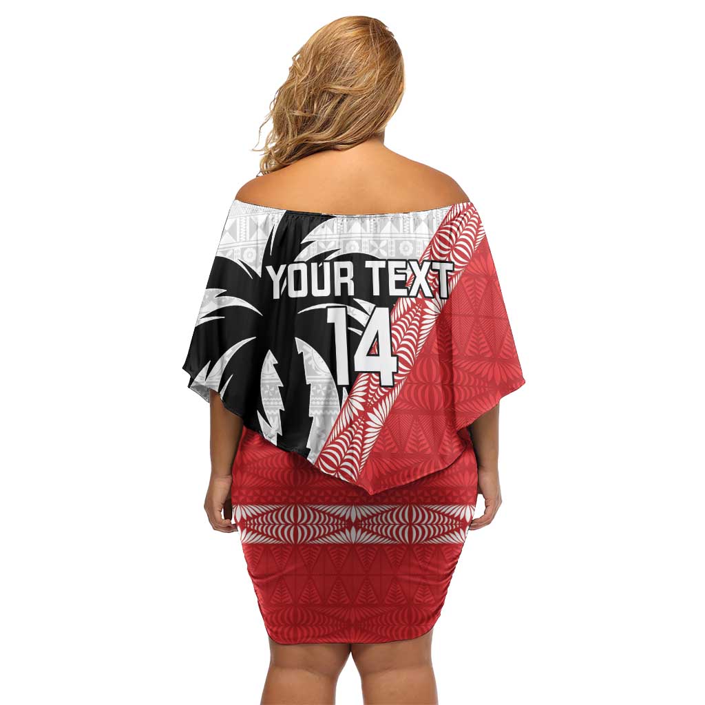 Fiji and Tonga Rugby Custom Off Shoulder Short Dress Flying Fijians Ikale Tahi Together Pacific - Polynesian Pride