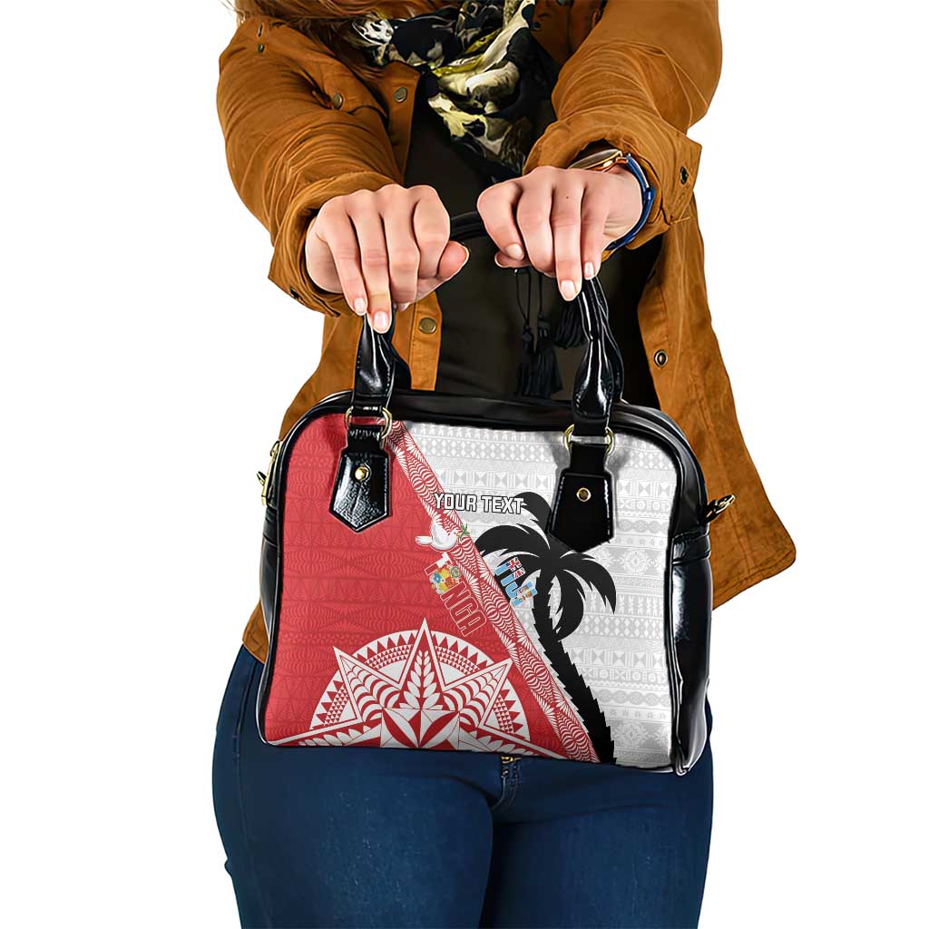 Fiji and Tonga Rugby Custom Shoulder Handbag Flying Fijians Ikale Tahi Together Pacific - Polynesian Pride