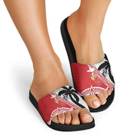 Fiji and Tonga Rugby Custom Slide Sandals Flying Fijians Ikale Tahi Together Pacific - Polynesian Pride