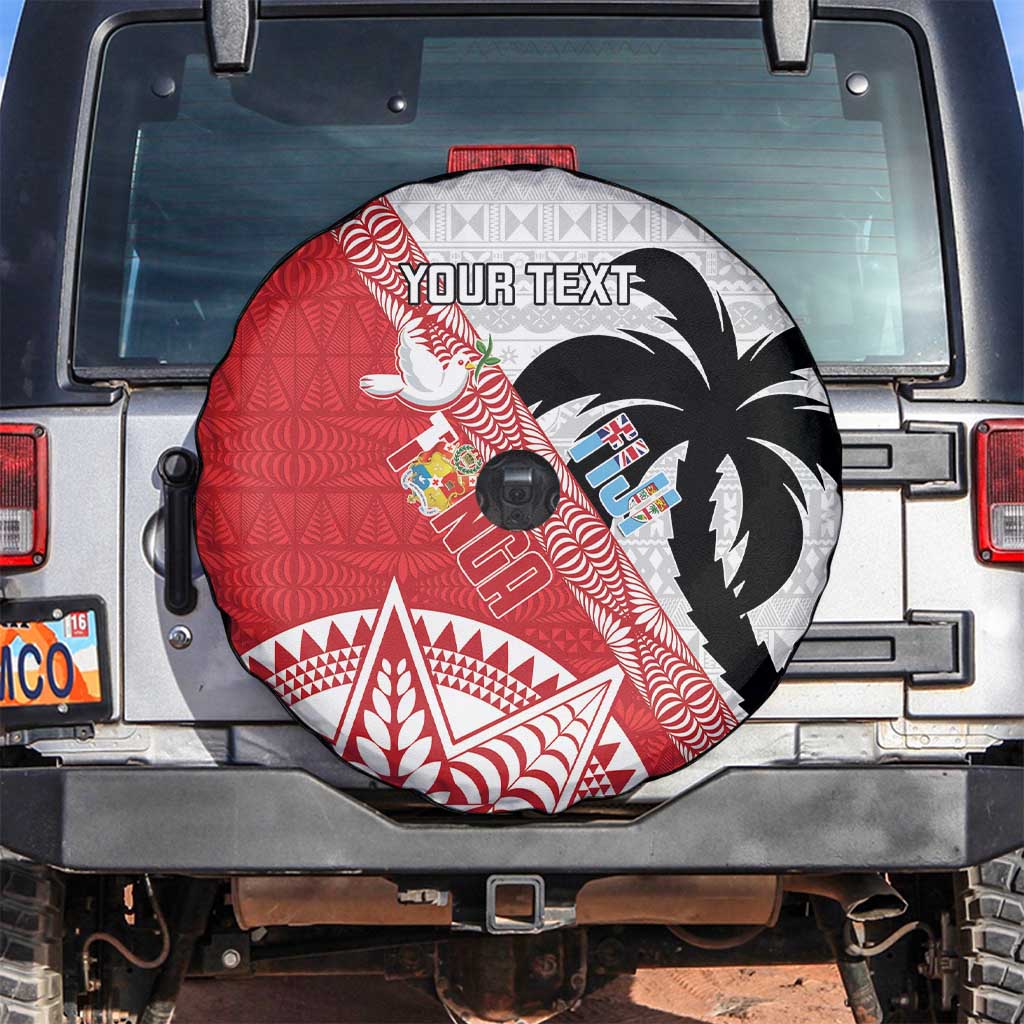 Fiji and Tonga Rugby Custom Spare Tire Cover Flying Fijians Ikale Tahi Together Pacific - Polynesian Pride