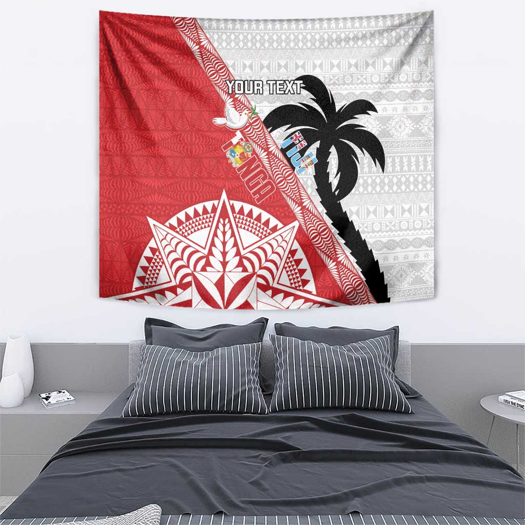 Fiji and Tonga Rugby Custom Tapestry Flying Fijians Ikale Tahi Together Pacific LT14 - Polynesian Pride