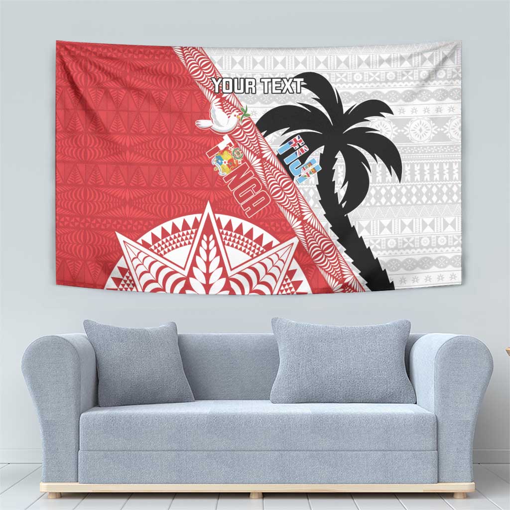 Fiji and Tonga Rugby Custom Tapestry Flying Fijians Ikale Tahi Together Pacific LT14 - Polynesian Pride