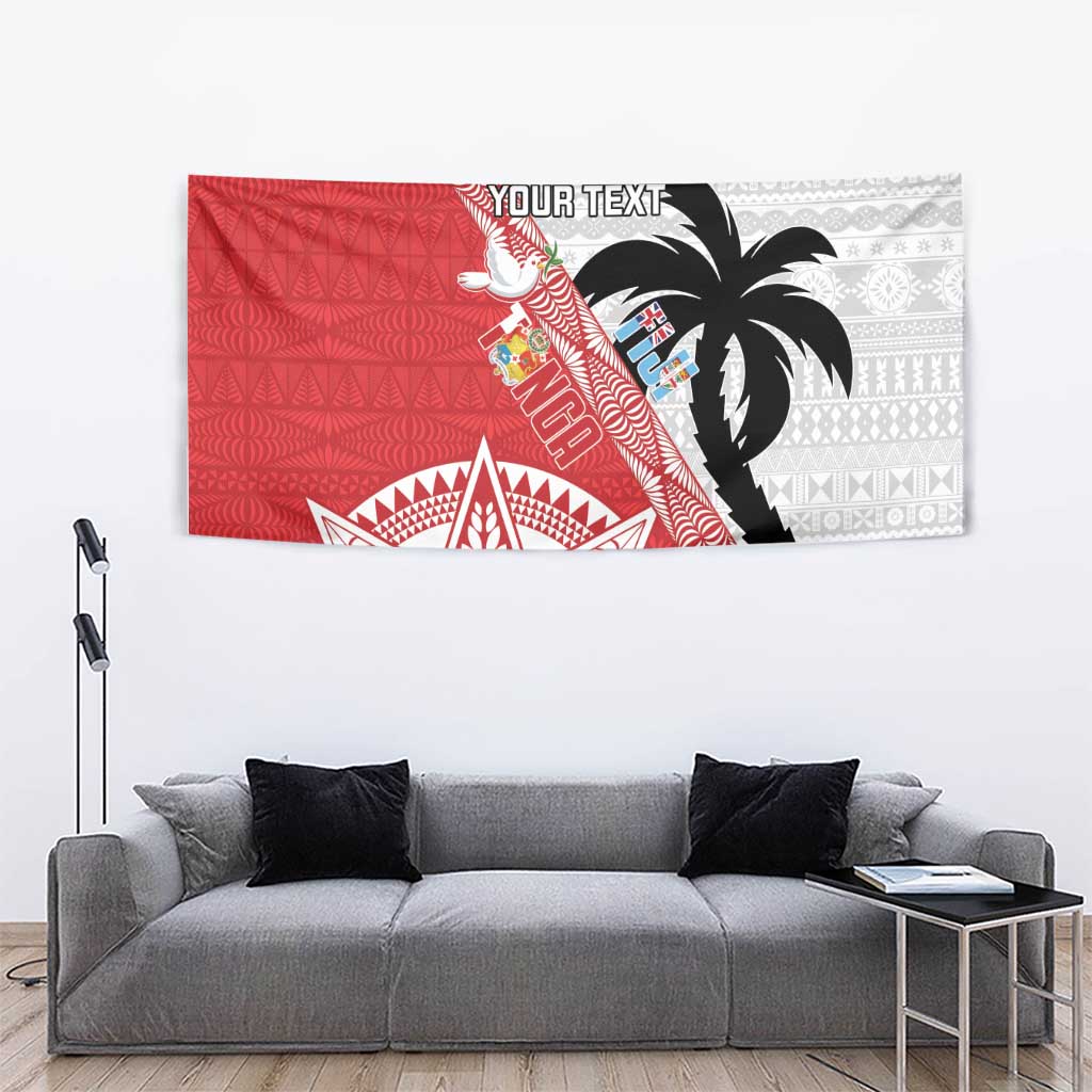 Fiji and Tonga Rugby Custom Tapestry Flying Fijians Ikale Tahi Together Pacific LT14 - Polynesian Pride