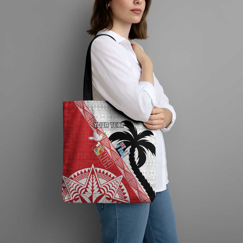 Fiji and Tonga Rugby Custom Tote Bag Flying Fijians Ikale Tahi Together Pacific - Polynesian Pride