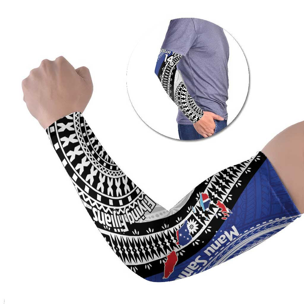 Fiji an Samoa Rugby Custom Arm Sleeves Flying Fijians Manu Samoa Together Pacific - Polynesian Pride