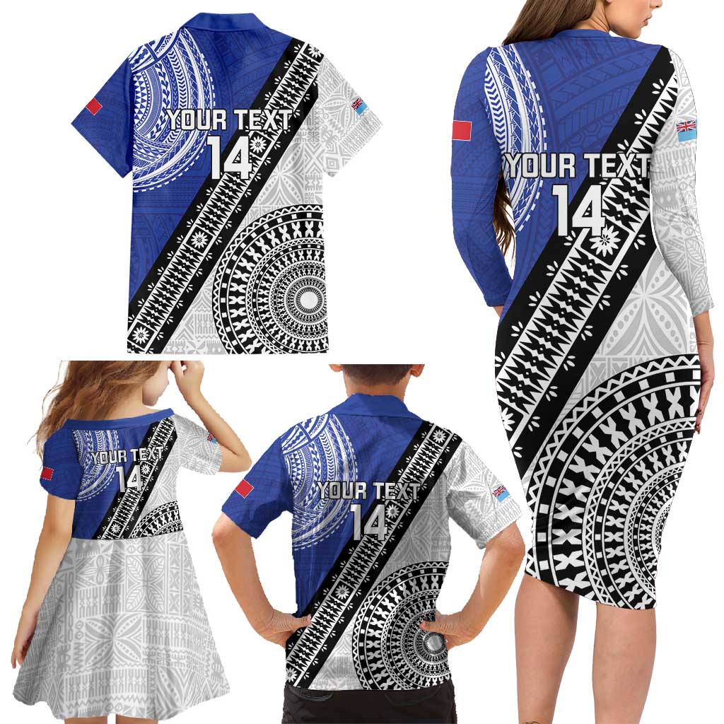 Fiji an Samoa Rugby Custom Family Matching Long Sleeve Bodycon Dress and Hawaiian Shirt Flying Fijians Manu Samoa Together Pacific LT14 - Polynesian Pride