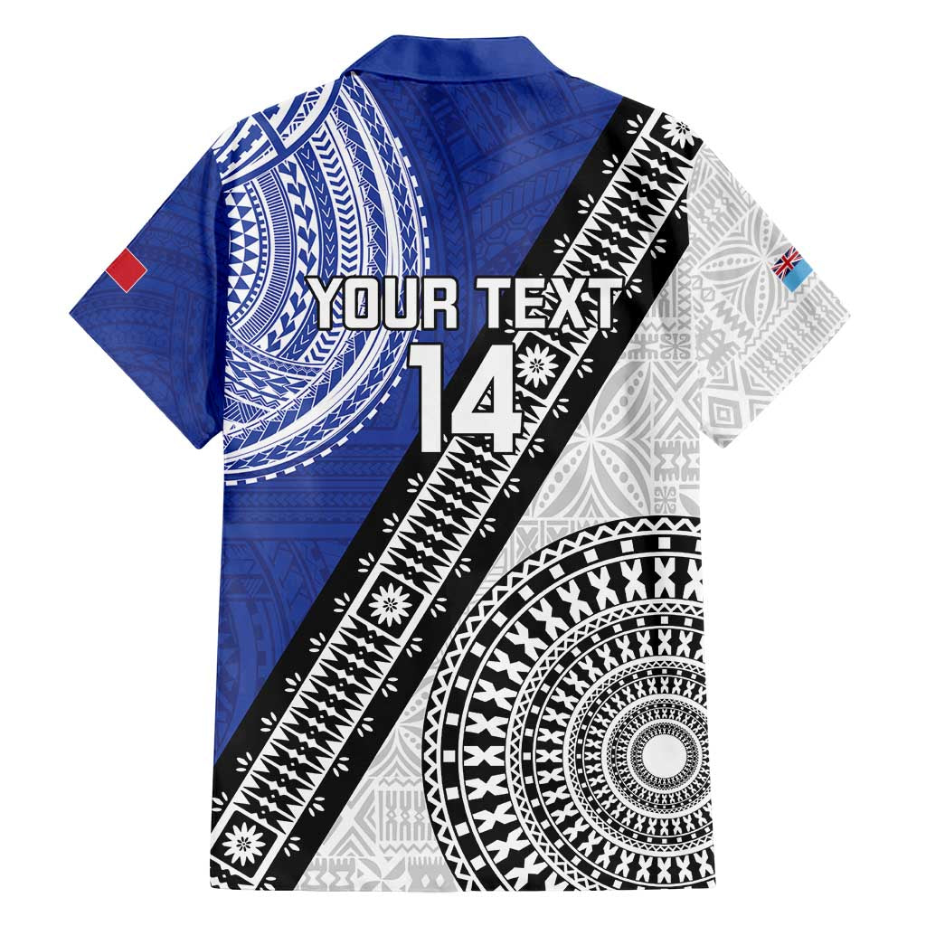 Fiji an Samoa Rugby Custom Family Matching Long Sleeve Bodycon Dress and Hawaiian Shirt Flying Fijians Manu Samoa Together Pacific LT14 - Polynesian Pride