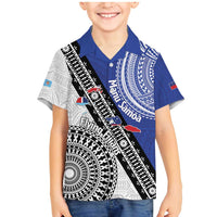 Fiji an Samoa Rugby Custom Family Matching Mermaid Dress and Hawaiian Shirt Flying Fijians Manu Samoa Together Pacific LT14 Son's Shirt Blue - Polynesian Pride