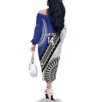 Fiji an Samoa Rugby Custom Family Matching Off The Shoulder Long Sleeve Dress and Hawaiian Shirt Flying Fijians Manu Samoa Together Pacific LT14 - Polynesian Pride