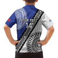 Fiji an Samoa Rugby Custom Family Matching Off Shoulder Maxi Dress and Hawaiian Shirt Flying Fijians Manu Samoa Together Pacific LT14 - Polynesian Pride
