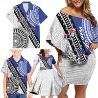 Fiji an Samoa Rugby Custom Family Matching Off Shoulder Short Dress and Hawaiian Shirt Flying Fijians Manu Samoa Together Pacific LT14 - Polynesian Pride