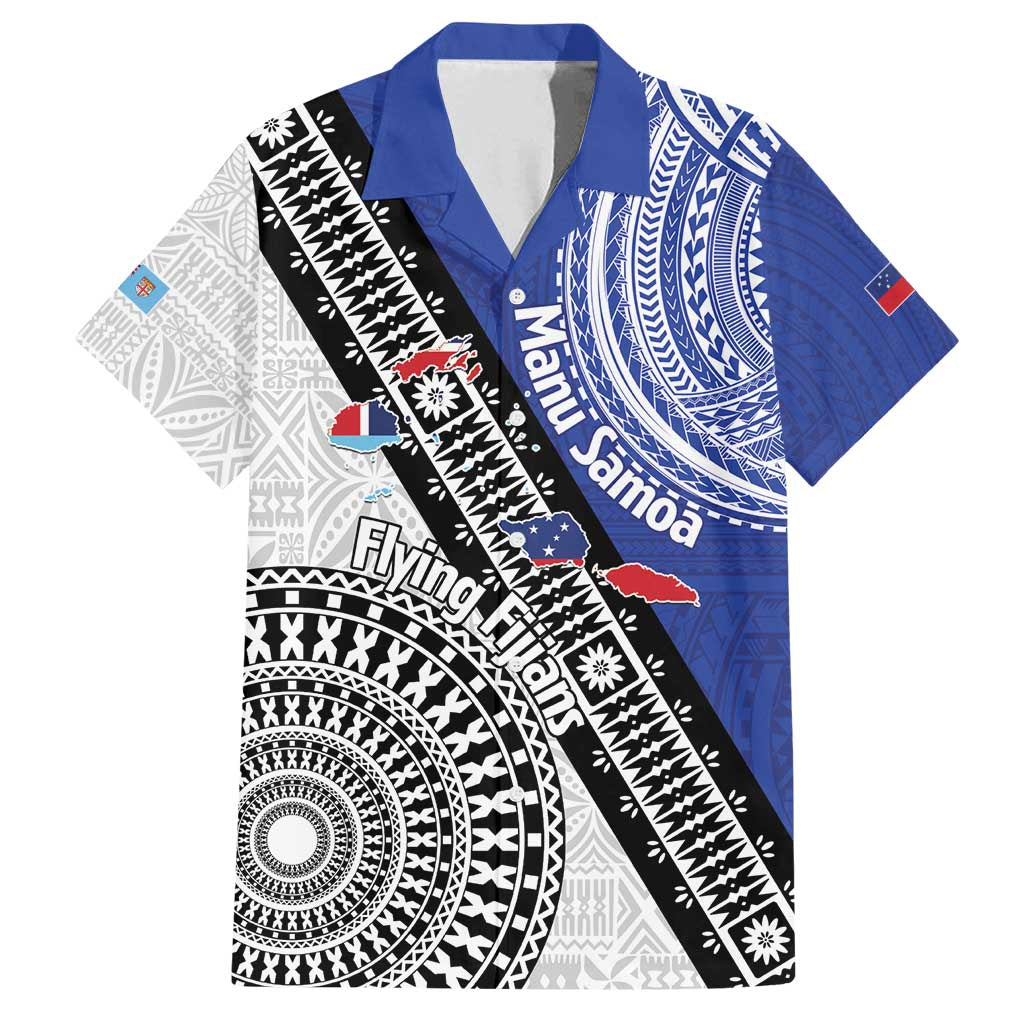 Fiji an Samoa Rugby Custom Family Matching Puletasi and Hawaiian Shirt Flying Fijians Manu Samoa Together Pacific - Polynesian Pride