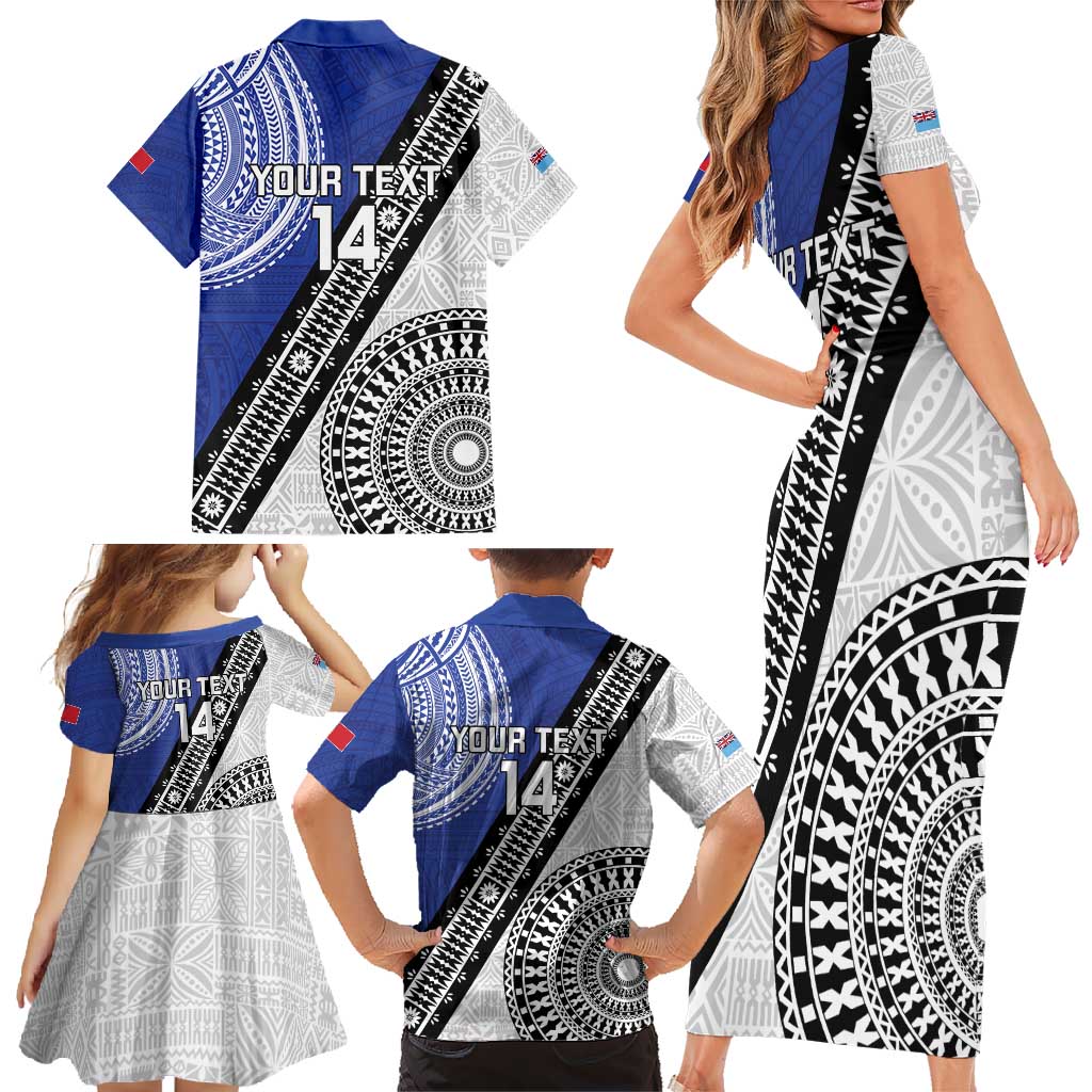 Fiji an Samoa Rugby Custom Family Matching Short Sleeve Bodycon Dress and Hawaiian Shirt Flying Fijians Manu Samoa Together Pacific LT14 - Polynesian Pride
