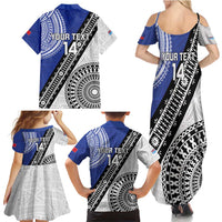 Fiji an Samoa Rugby Custom Family Matching Summer Maxi Dress and Hawaiian Shirt Flying Fijians Manu Samoa Together Pacific LT14 - Polynesian Pride